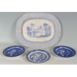 TWO 19TH CENTURY VICTORIAN BLUE AND WHITE ASHWORTH BROS SOUP PLATES