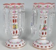 TWO CRANBERRY GLASS LUSTRES