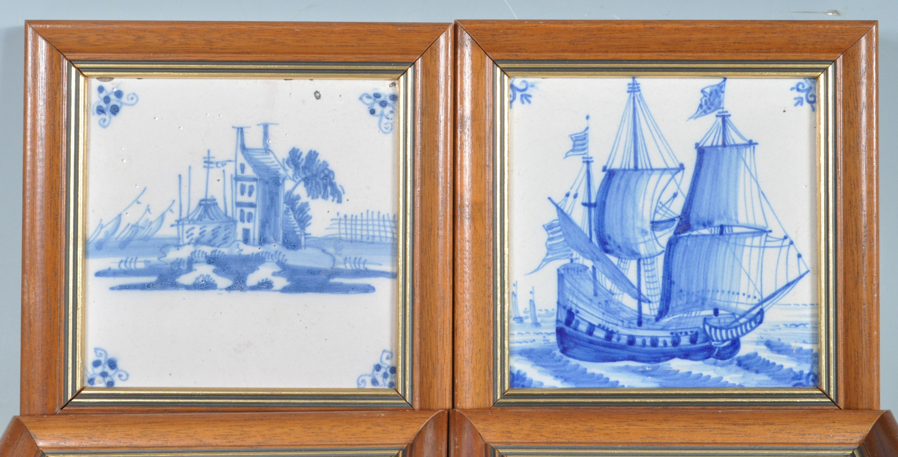 FIVE ANTIQUE DELFT BLUE AND WHITE PAINTED TILES - Image 2 of 5