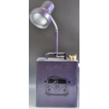 VINTAGE CONVERTED OIL CAN LAMP LIGHT FINISHED IN PURPLE