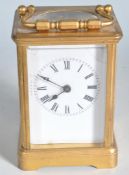 20TH CENTURY BRASS CASED CARRIAGE CLOCK