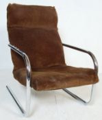 VINTAGE RETRO CHROME FRAMED CANTILEVER ARMCHAIR