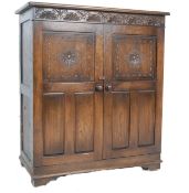 MID 20TH CENTURY POST WAR OAK JACOBEAN REVIVAL CUPBOARD