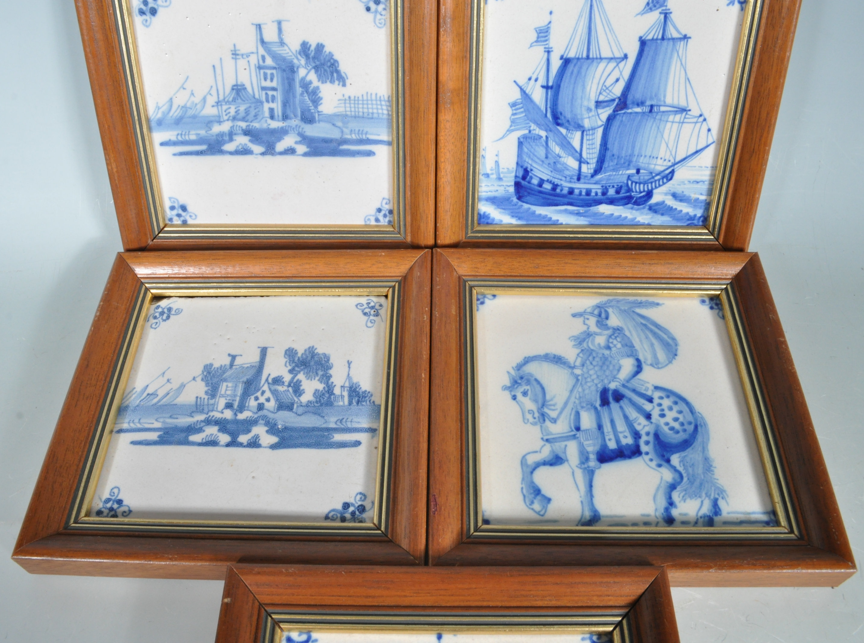 FIVE ANTIQUE DELFT BLUE AND WHITE PAINTED TILES - Image 3 of 5