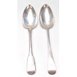 TWO EARLY 19TH CENTURY GEORGE III SILVER HALLMARKED SPOONS