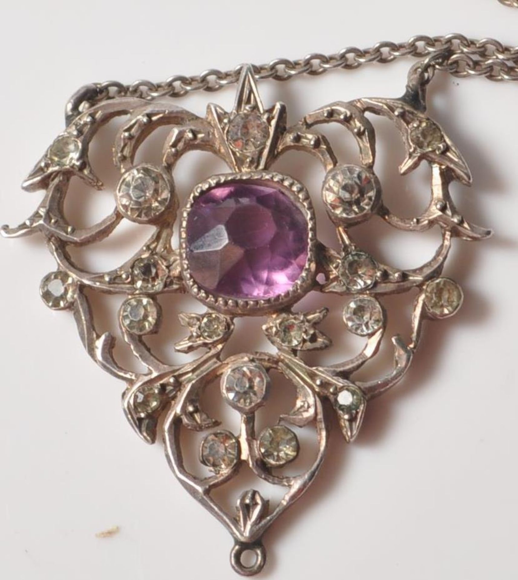 VINTAGE FRENCH SILVER AND PURPLE STONE JEWELLERY SUITE - Bild 6 aus 6