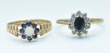 TWO HALLMARKED 9CT GOLD RINGS.