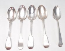 FIVE 19TH CENTURY GEORGIAN AND VICTORIAN SILVER SPOONS