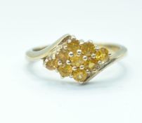 HALLMARKED 9CT GOLD RING WITH AMBER STONES