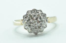 HALLMARKED 9CT GOLD RING DECORATED WITH WHITE STONES AND MARCASITE