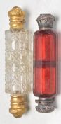 TWO CUT GLASS DOUBLE ENDED SCENT BOTTLES