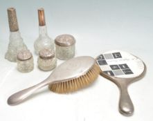 GROUP OF CUT GLASS AND SILVER DRESING TABLE ITEMS