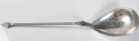 ANTIQUE P HERTZ DANISH SILVER SERVING SPOON