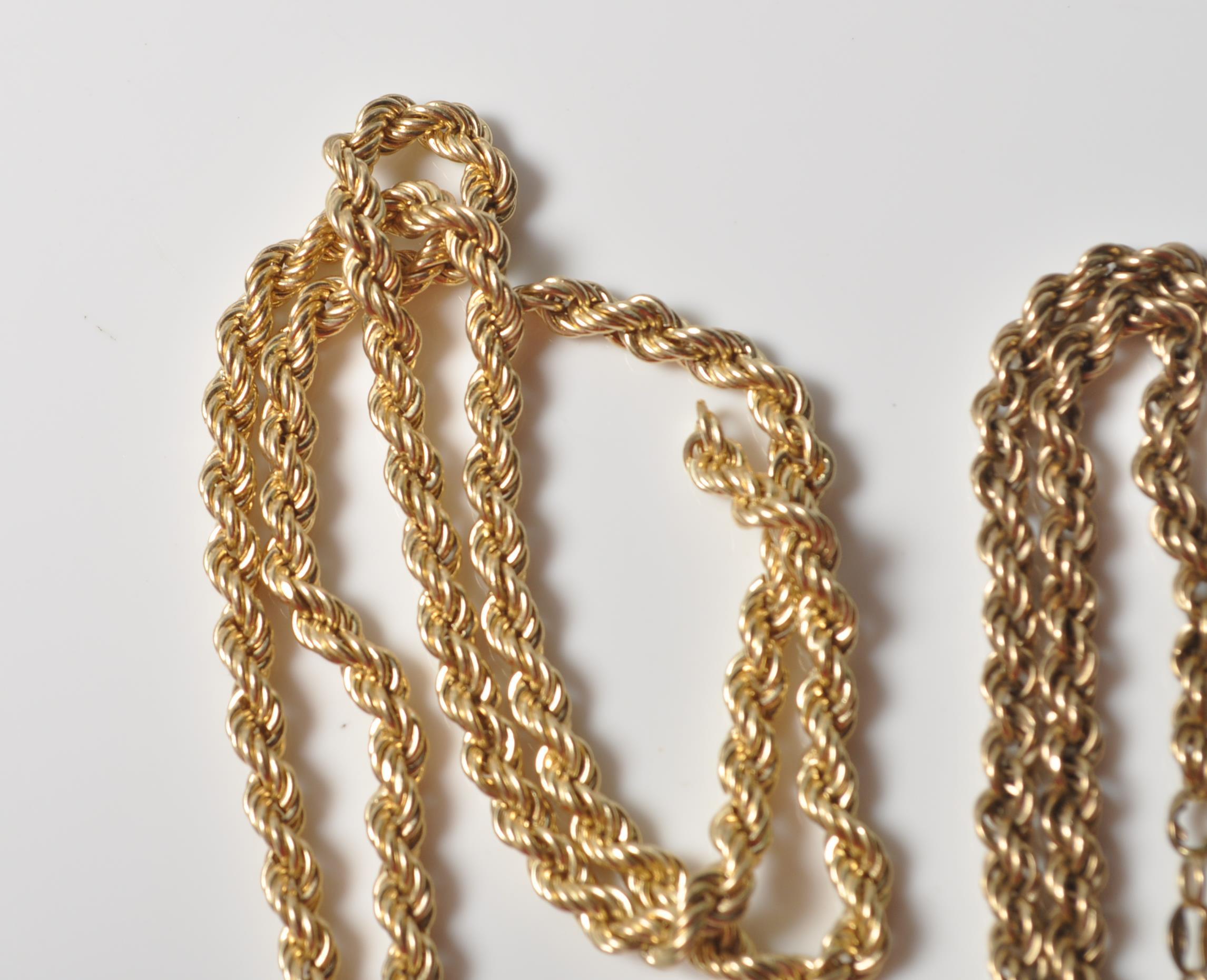 TWO 9CT GOLD ROPE TWIST CHAIN NECKLACES - Image 2 of 6