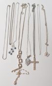 COLLECTION OF SILVER LADIES NECKLACES.