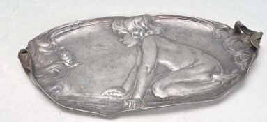 WMF CHILD AND SNAIL PEWTER CARD TRAY