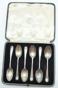 SILVER HALLMARKED CASED SET OF 6 TEASPOONS