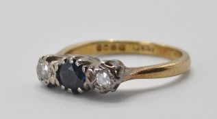 18CT GOLD SAPPHIRE AND DIAMOND RING