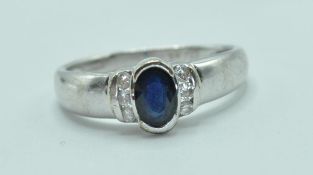 9CT WHITE GOLD SAPPHIRE AND DIAMOND RING