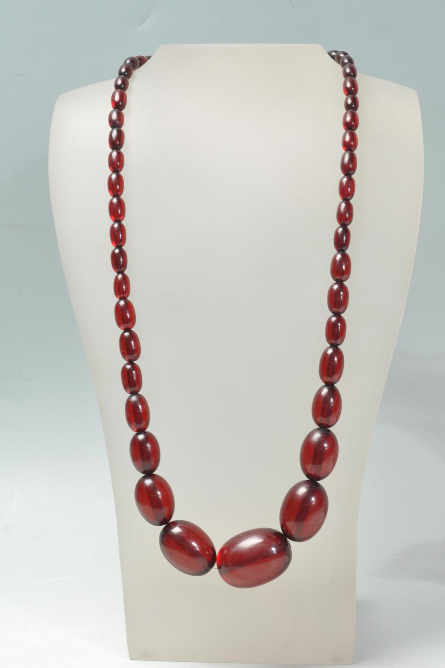 VINTAGE CHERRY BAKELITE BEADED NECKLACE