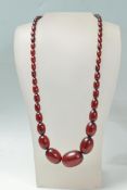 VINTAGE CHERRY BAKELITE BEADED NECKLACE