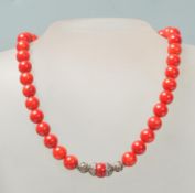 CORAL AND FILIGREE BEADED NECKLACE