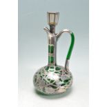 LOETZ SILVER OVERLAY GREEN GLASS JUG