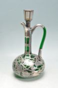 LOETZ SILVER OVERLAY GREEN GLASS JUG