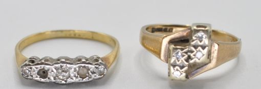 TWO VINTAGE GOLD AND DIAMOND RINGS