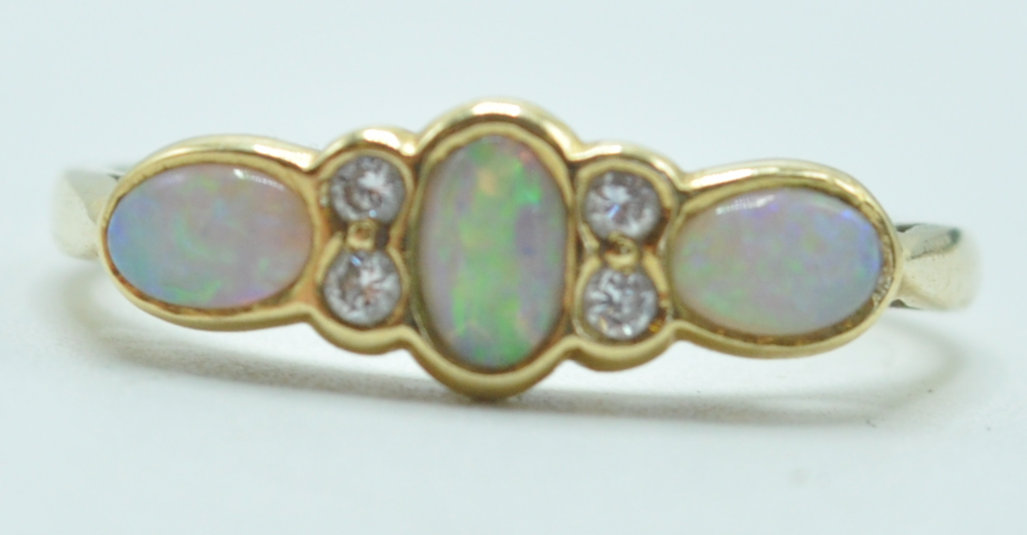 18CT GOLD, OPAL AND DIAMOND RING