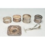 COLLECTION OF SILVER HALLMARKED NAPKIN RINGS.