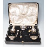 ANTIQUE EARLY 20TH CENTURY HALLMARKED STERLING SILVER CONDIMENTS SET