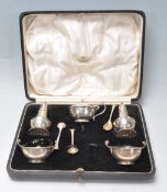 ANTIQUE EARLY 20TH CENTURY HALLMARKED STERLING SILVER CONDIMENTS SET