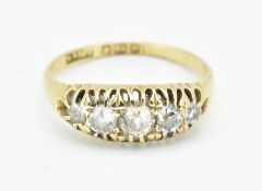 ANTIQUE 18CT GOLD AND DIAMOND FIVE STONE RING