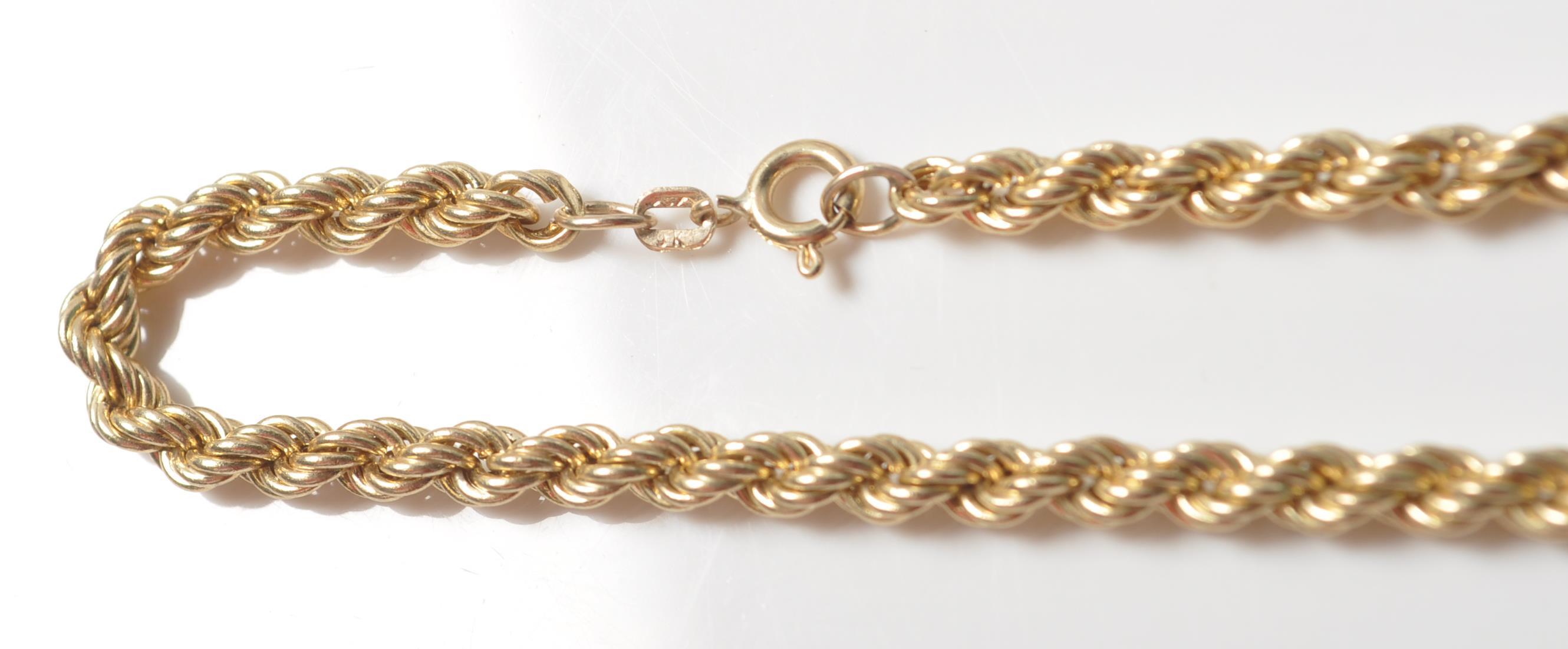 TWO 9CT GOLD ROPE TWIST CHAIN NECKLACES - Image 6 of 6