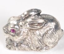 STAMPED STERLING SILVER BUNNY RABBIT FIGURE.