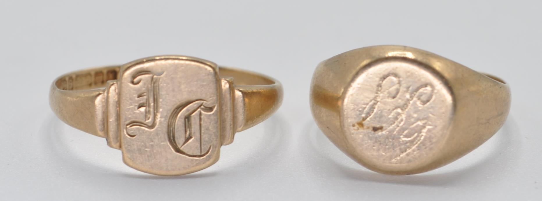 TWO VINTAGE 9CT GOLD SIGNET RINGS