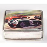 STAMPED 925 SILVER RACE CAR PILL BOX.