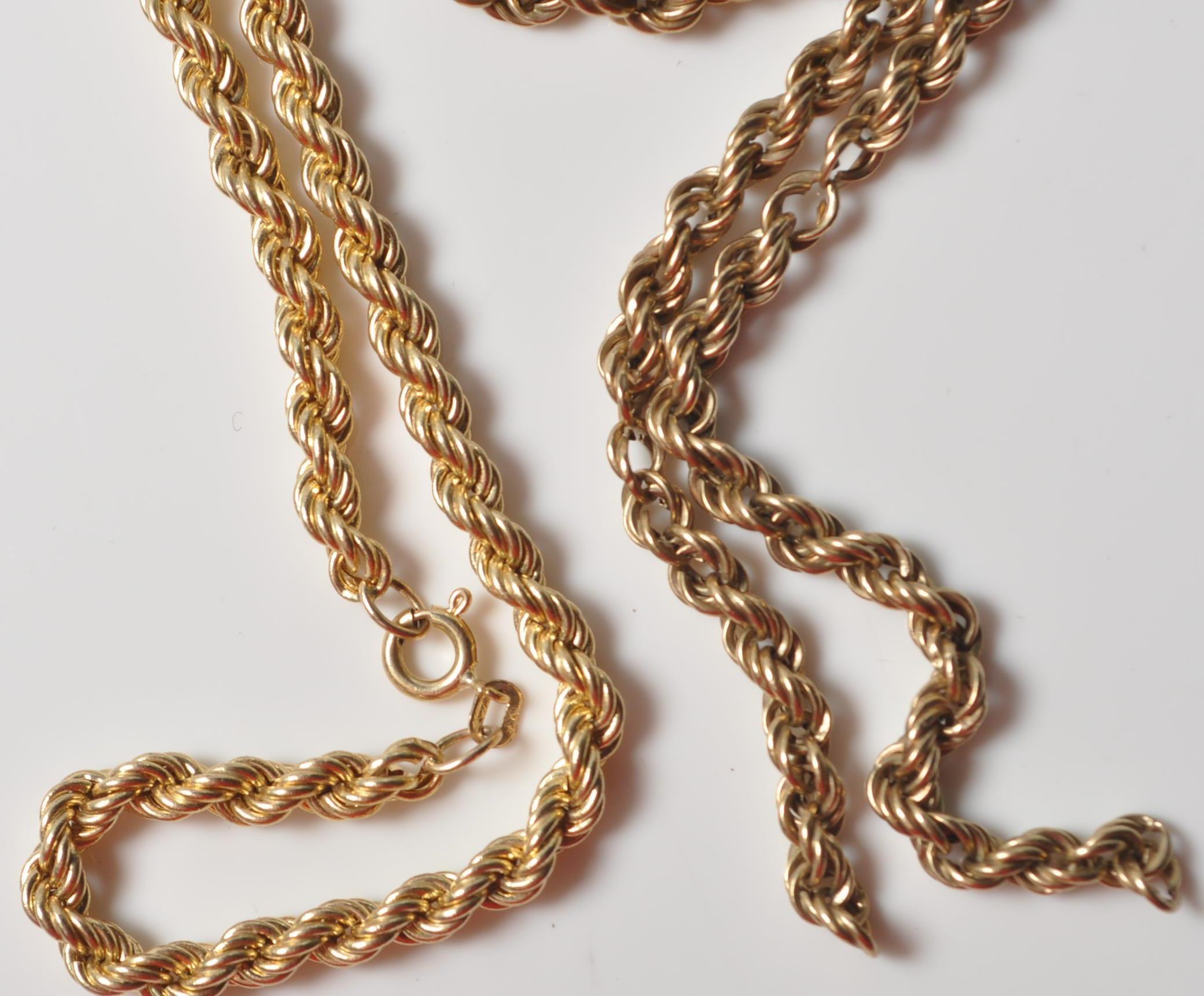 TWO 9CT GOLD ROPE TWIST CHAIN NECKLACES - Image 4 of 6