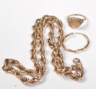 9CT GOLD ROPE TWIST NECKLACE AND RING