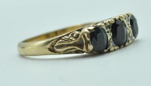 9CT GOLD BLUE STONE AND DIAMOND RING