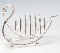 SILVER PLATED SWAN TOAST RACK.