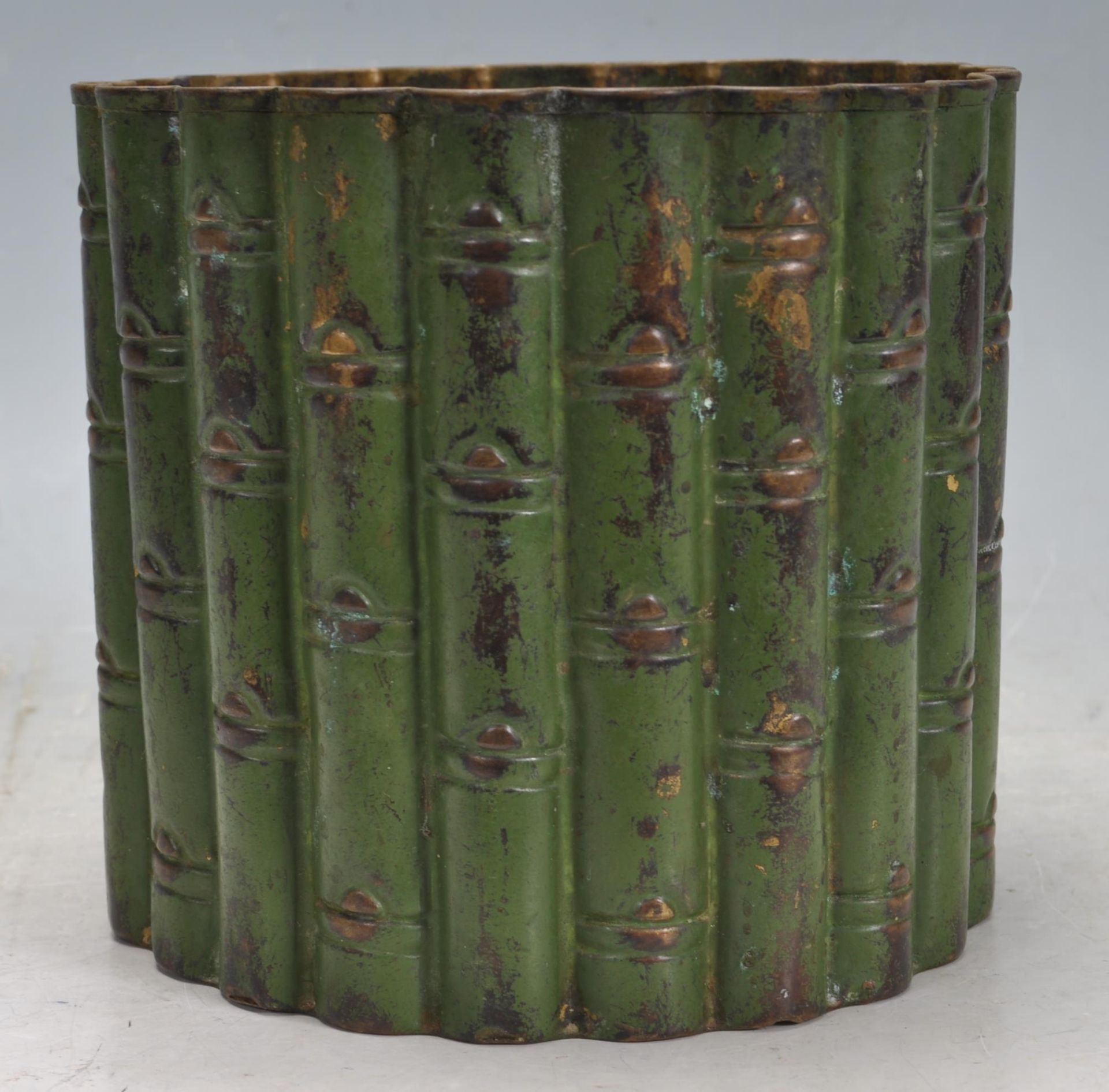 EARLY 20TH CENTURY 1920S FAUX BAMBOO METAL JARDINIERE - Image 3 of 5