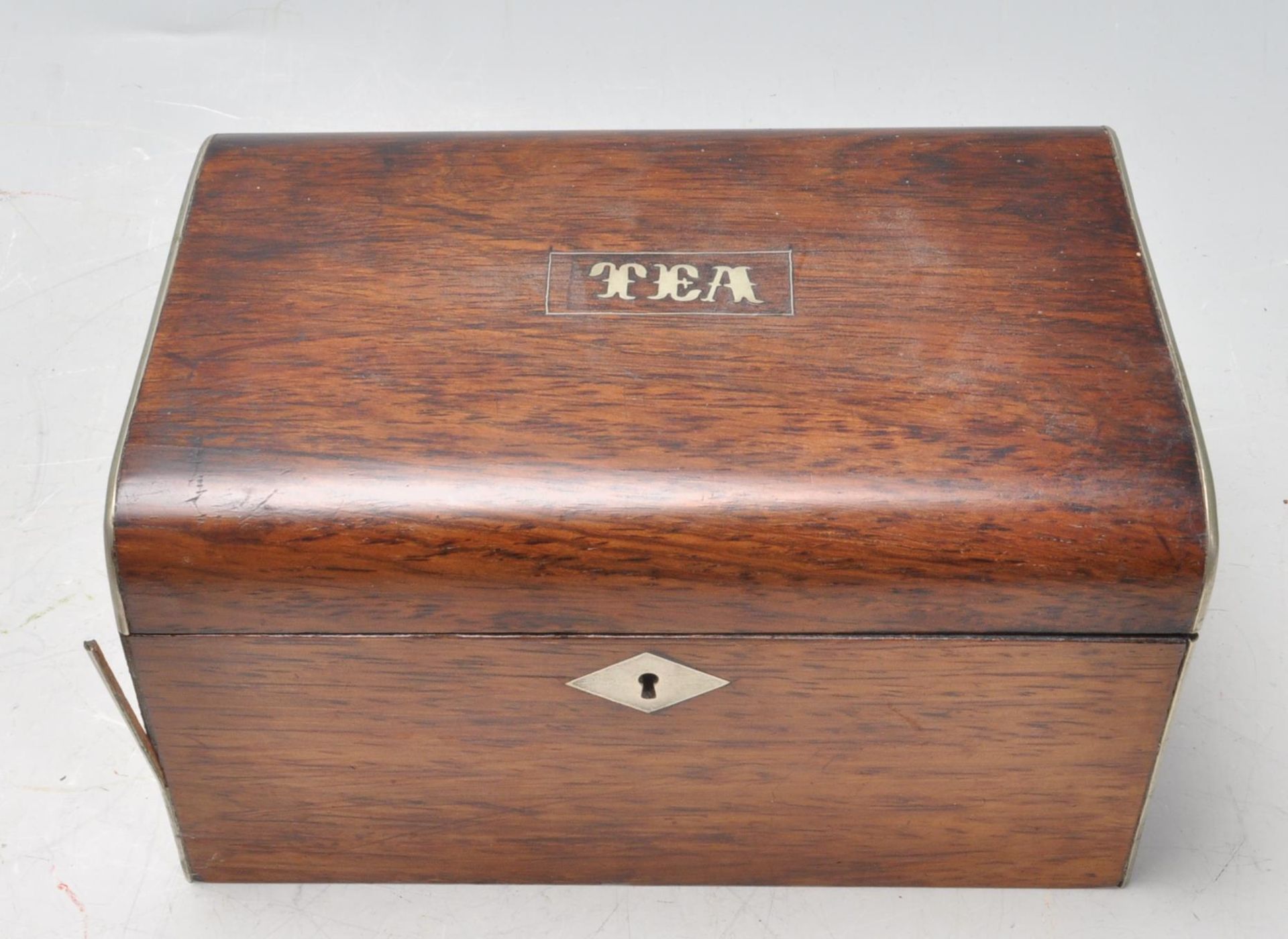 19TH CENTURY VICTORIAN ROSEWOOD TEA CADDY BOX - Image 2 of 5