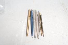 TWO SILVER PENS TOGETHER WITH OTHERS