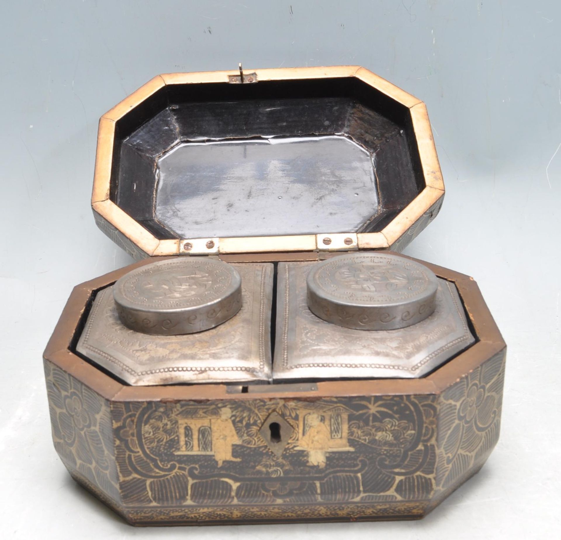 19TH CENTURY CHINESE GILT TEA CADDY. - Image 2 of 7