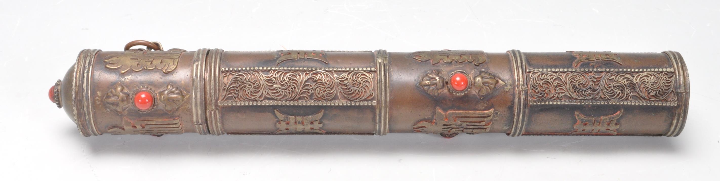 CHINESE ORIENTAL COPPER SCROLL HOLDER