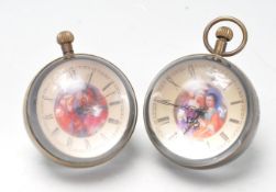 TWO VINTAGE STYLE FISH EYE LUCITE / GLASS DESK BALL CLOCKS