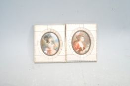 TWO ANTIQUE MINIATURE PORTRAITS ON IVORY