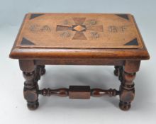 EDWARDIAN OAK MARRIAGE STOOL